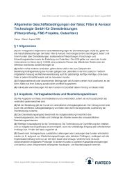 Allgemeine Geschäftsbedingungen der fiatec Filter & Aerosol Technologie GmbH für Dienstleistungen
(Filterprüfung, F&E-Projekte, Gutachten), Stand: August 2026 AGB Dienstleistungen