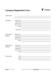 Company registration data sheet Company registration data sheet